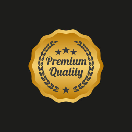 Premium quality label on black background. Vector illustrationのイラスト素材