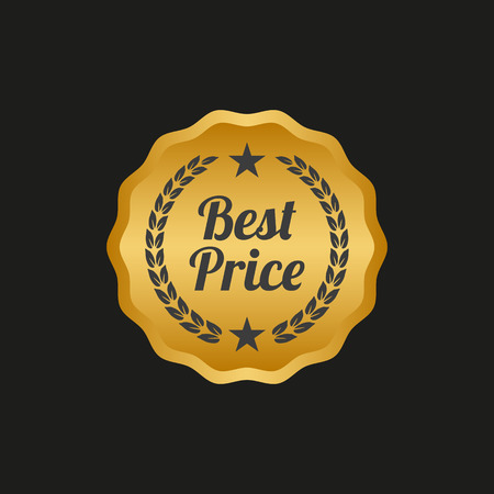 Best price label on black background. Vector illustrationのイラスト素材