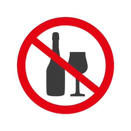 No alcohol sign on white background. Vector illustrationのイラスト素材