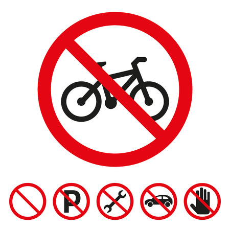 No bicycle sign on white background. Vector illustrationのイラスト素材