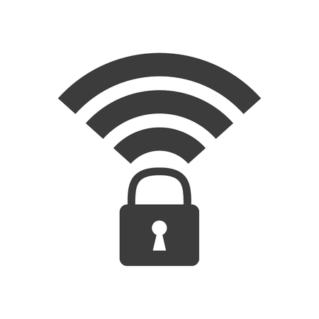 Wifi locked sign on white background. Vector Illustrationのイラスト素材