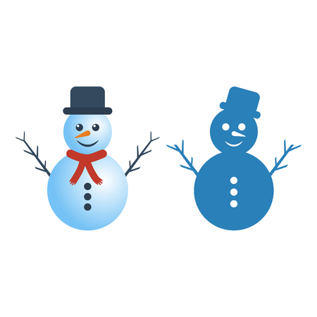 Snowman on white background. Vector Illustrationのイラスト素材