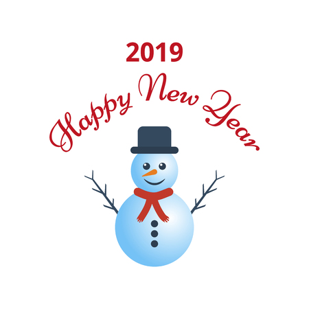 Happy New Year greeting card on white background. Vector illustrationのイラスト素材