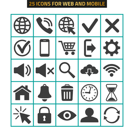Web icons set on white background. Vector illustrationのイラスト素材