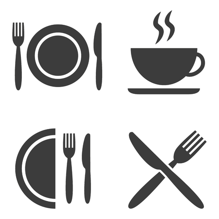 Set of cafe icons on white background. Vector illustrationのイラスト素材