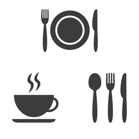 Set of cafe icons on white background. Vector illustrationのイラスト素材