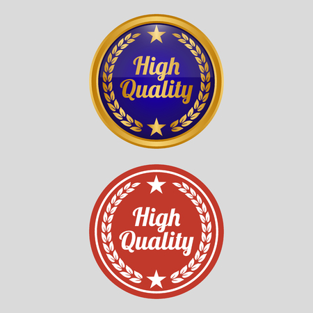 Hiqh quality label on grey background. Vector illustrationのイラスト素材