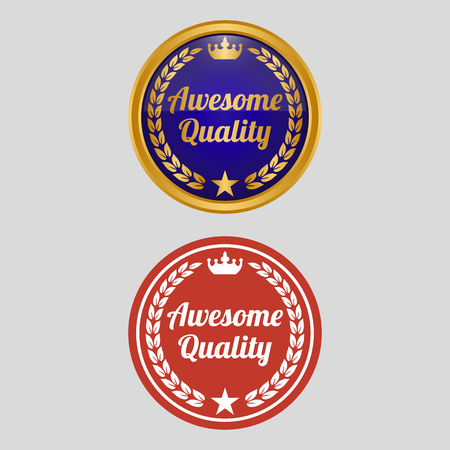 Awesome quality label on grey background. Vector illustrationのイラスト素材