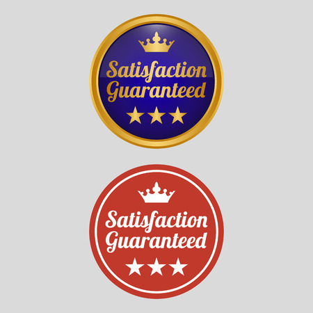 Satisfaction guaranteed badge on grey background. Vector illustrationのイラスト素材
