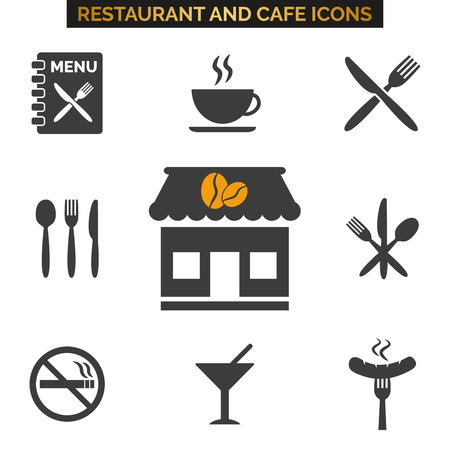 Restaurant icons set on white background. Vector illustrationのイラスト素材