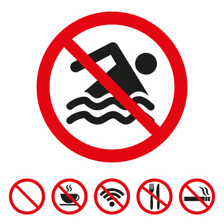No swimming sign on white background. Vector illustrationのイラスト素材