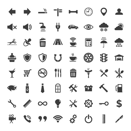 Web and mobile icons set on white background. Vector illustrationのイラスト素材