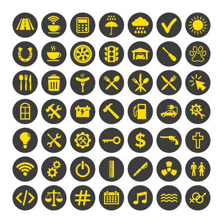 Web and mobile icons set on white background. Vector illustrationのイラスト素材