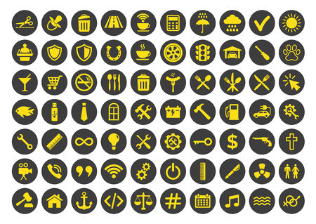 Web and mobile icons set on white background. Vector illustrationのイラスト素材