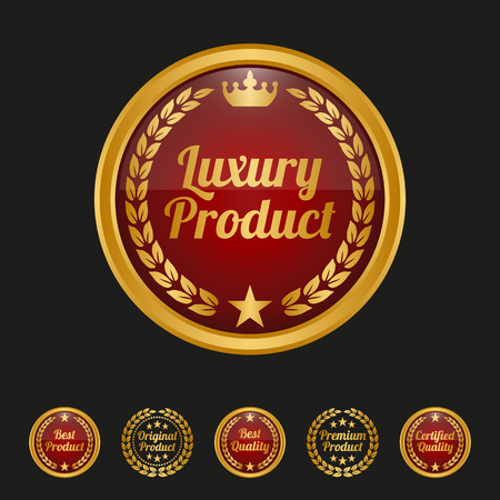Luxury product label on black background. Vector illustrationのイラスト素材