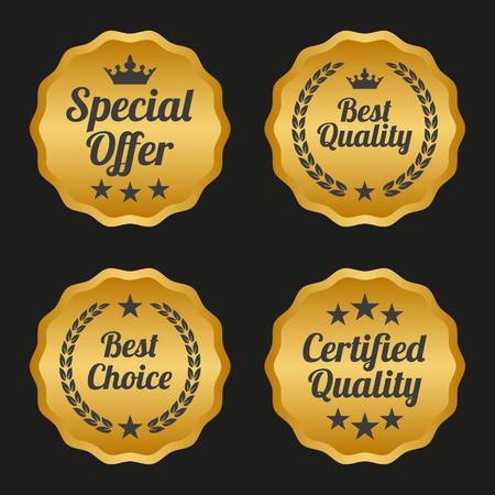 Collection of golden and red labels. Vector illustrationのイラスト素材