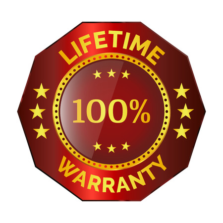 Red lifetime warranty badge on white backgroundのイラスト素材