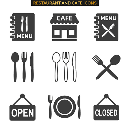 Restaurant icons set on white background. Vector illustrationのイラスト素材