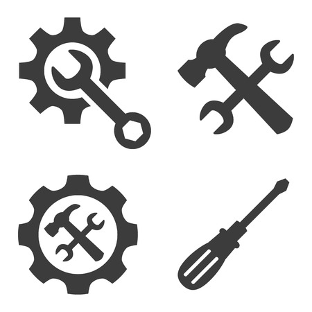 Car service and repair icons set on white background. Vector illustrationのイラスト素材
