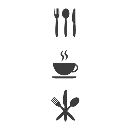 Set of cafe icons on white background. Vector illustrationのイラスト素材