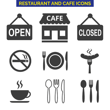 Restaurant icons set on white background.のイラスト素材
