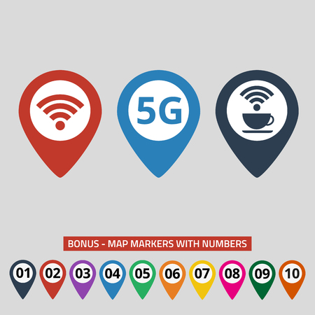 Wifi connection map pointers on grey background.のイラスト素材