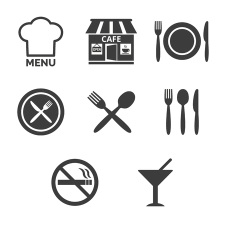 Restaurant icons set on white background.のイラスト素材