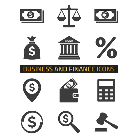 Finance icons set on white background.のイラスト素材