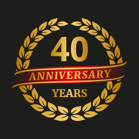 Anniversary golden laurel wreath on black background.のイラスト素材