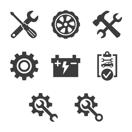 Car service and repair icons set on white background.のイラスト素材