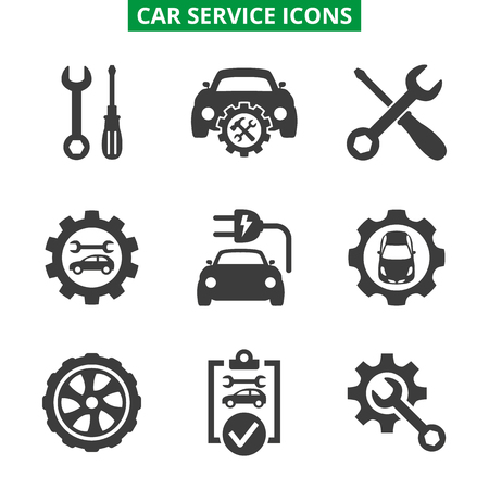 Car service and repair icons set on white background.のイラスト素材