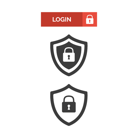 Login button and shield security icon.のイラスト素材