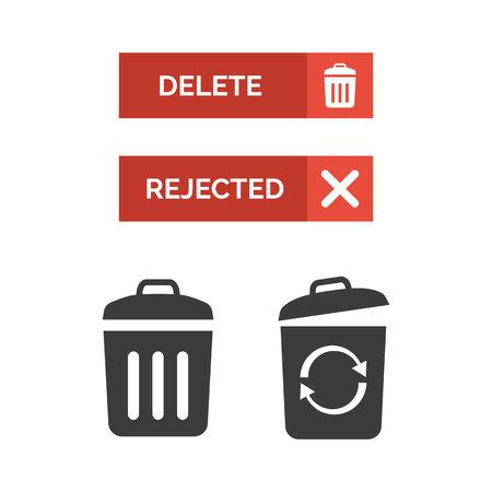 Rejected button and trash bin icon on white background.のイラスト素材