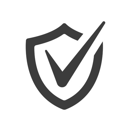 Shield with check mark icon on white background. Vector Illustrationのイラスト素材