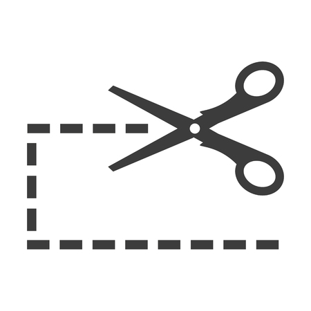 Scissors with cut lines isolated on white background.のイラスト素材