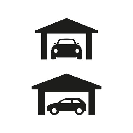 Car garage icons on white background. Vector illustrationのイラスト素材