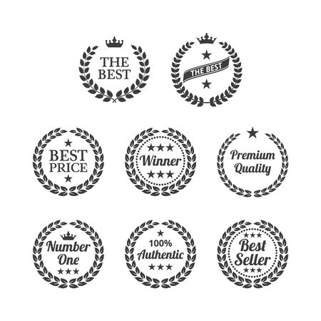 Set of laurel wreaths on white background. Vector Illustrationのイラスト素材