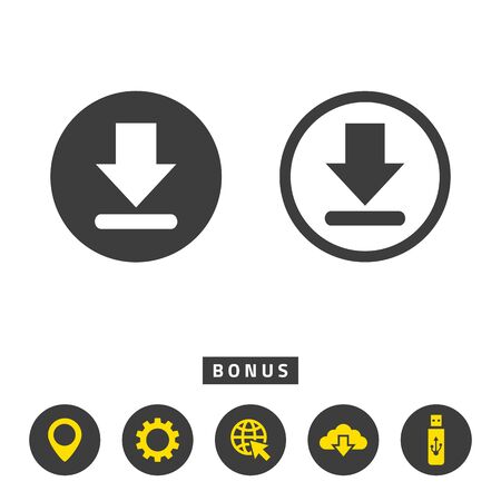 Download icon on white background. Vector illustrationのイラスト素材