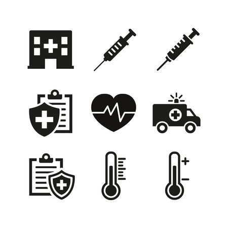 Medical icons set on white background. Vector illustrationのイラスト素材