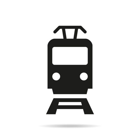 Tram icon on white background. Vector illustrationのイラスト素材
