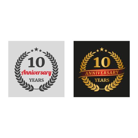 Anniversary laurel wreath in two versions. Vector Illustrationのイラスト素材