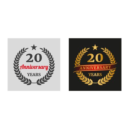 Anniversary laurel wreath in two versions. Vector Illustrationのイラスト素材