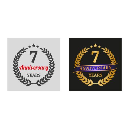 Anniversary laurel wreath in two versions. Vector Illustrationのイラスト素材