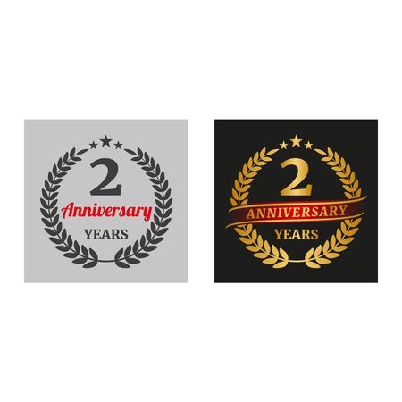 Anniversary laurel wreath in two versions. Vector Illustrationのイラスト素材