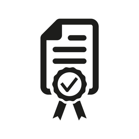 Certified or approved icon on white background. Vector illustrationのイラスト素材
