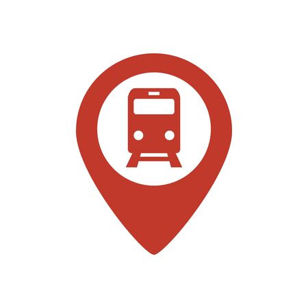 Subway or railway station map pointer icon on white background. Vector Illustrationのイラスト素材