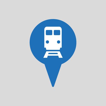 Subway or railway station map pointer icon on grey background. Vector Illustrationのイラスト素材