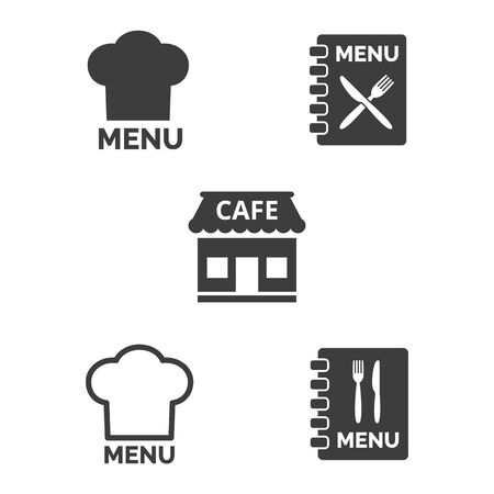 Cafe menu icons on white background. Vector illustrationのイラスト素材