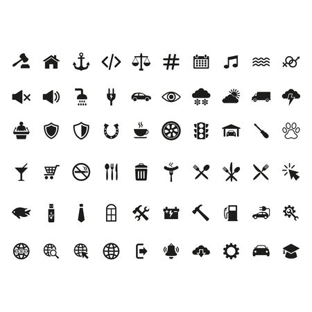 Web and mobile icons set on white background. Vector illustrationのイラスト素材