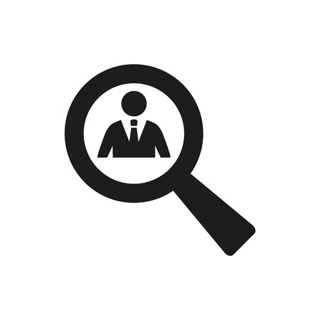 Magnifying glass searching people icon on white background. Vector illustrationのイラスト素材